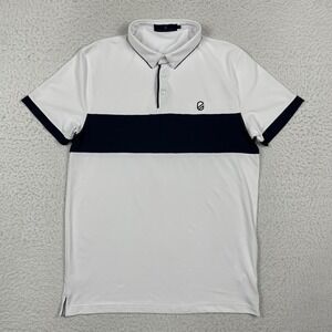 Extracurricular Polo Shirt Mens M White Navy Colorblock Golf Sporty Athleisure